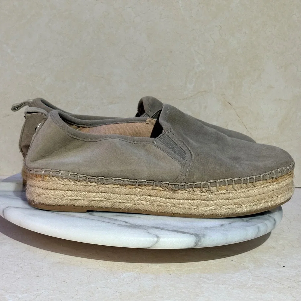 Sam Edelman Carrin Taupe Suede Platform Espadrille Slip On Shoes Womens 8M